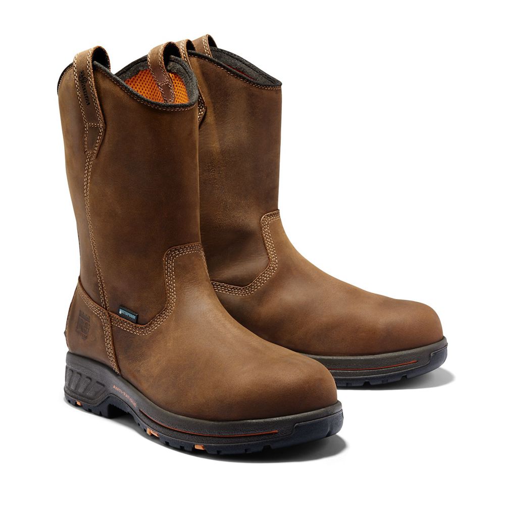 Bocanci De Muncă Timberland Barbati Maro/Negrii - Pro® Helix Hd Comp Toe Pull-On - Romania - BYRAWH1